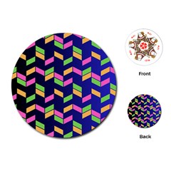 Background Pattern Geometric Pink Yellow Green Playing Cards Single Design (round)