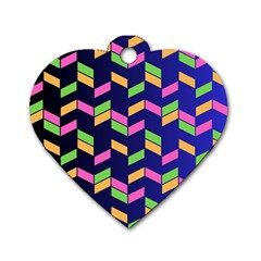 Background Pattern Geometric Pink Yellow Green Dog Tag Heart (one Side)