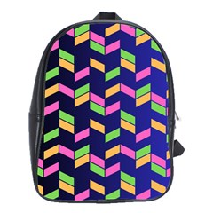 Background Pattern Geometric Pink Yellow Green School Bag (large)