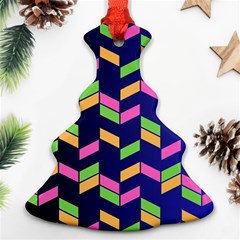 Background Pattern Geometric Pink Yellow Green Christmas Tree Ornament (two Sides)