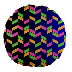 Background Pattern Geometric Pink Yellow Green Large 18  Premium Round Cushions by Maspions