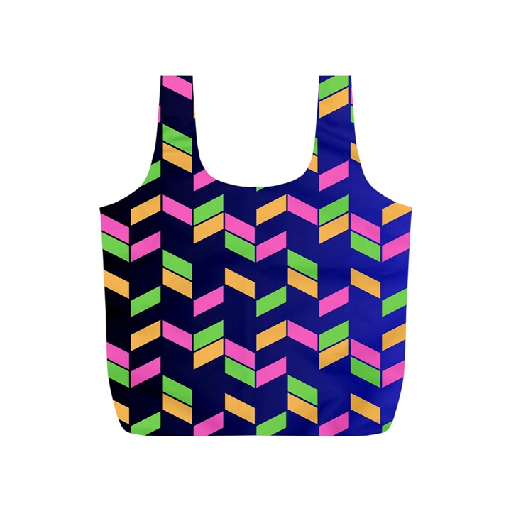 Background Pattern Geometric Pink Yellow Green Full Print Recycle Bag (S)