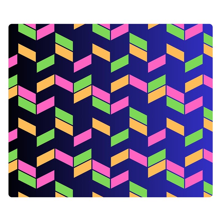 Background Pattern Geometric Pink Yellow Green Two Sides Premium Plush Fleece Blanket (Kids Size)