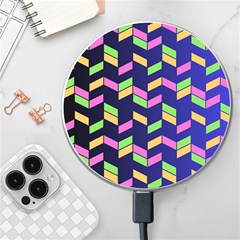 Background Pattern Geometric Pink Yellow Green Wireless Fast Charger(white)