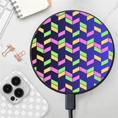 Background Pattern Geometric Pink Yellow Green Wireless Fast Charger(black) by Maspions