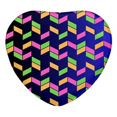 Background Pattern Geometric Pink Yellow Green Heart Glass Fridge Magnet (4 Pack) by Maspions