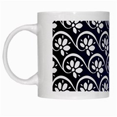 Pattern Floral Flowers Leaves Botanical White Mug