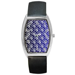 Pattern Floral Flowers Leaves Botanical Barrel Style Metal Watch