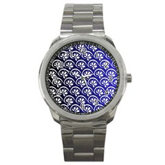 Pattern Floral Flowers Leaves Botanical Sport Metal Watch