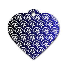 Pattern Floral Flowers Leaves Botanical Dog Tag Heart (one Side)