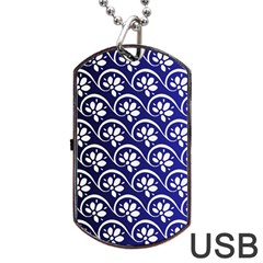 Pattern Floral Flowers Leaves Botanical Dog Tag Usb Flash (one Side)