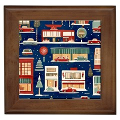 Cars Snow City Landscape Vintage Old Time Retro Pattern Framed Tile by Maspions