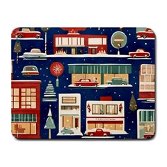 Cars Snow City Landscape Vintage Old Time Retro Pattern Small Mousepad by Maspions