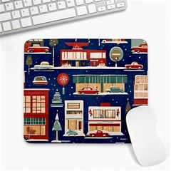 Cars Snow City Landscape Vintage Old Time Retro Pattern Large Mousepad by Maspions