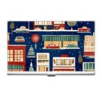 Cars Snow City Landscape Vintage Old Time Retro Pattern Business Card Holder Front