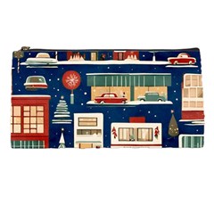 Cars Snow City Landscape Vintage Old Time Retro Pattern Pencil Case