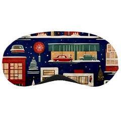 Cars Snow City Landscape Vintage Old Time Retro Pattern Sleep Mask by Maspions