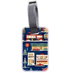 Cars Snow City Landscape Vintage Old Time Retro Pattern Luggage Tag (two Sides) by Maspions