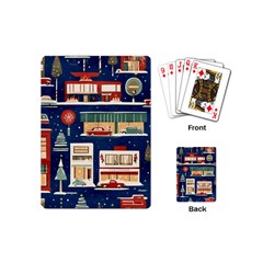 Cars Snow City Landscape Vintage Old Time Retro Pattern Playing Cards Single Design (mini) by Maspions