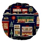 Cars Snow City Landscape Vintage Old Time Retro Pattern Large 18  Premium Round Cushions Front