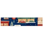 Cars Snow City Landscape Vintage Old Time Retro Pattern Small Premium Plush Fleece Scarf Front