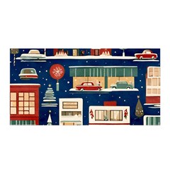 Cars Snow City Landscape Vintage Old Time Retro Pattern Satin Wrap 35  X 70  by Maspions