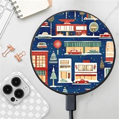 Cars Snow City Landscape Vintage Old Time Retro Pattern Wireless Fast Charger(black) by Maspions