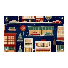 Cars Snow City Landscape Vintage Old Time Retro Pattern Banner And Sign 5  X 3  by Maspions