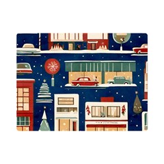 Cars Snow City Landscape Vintage Old Time Retro Pattern Premium Plush Fleece Blanket (mini) by Maspions