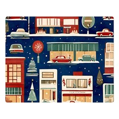 Cars Snow City Landscape Vintage Old Time Retro Pattern Premium Plush Fleece Blanket (large) by Maspions