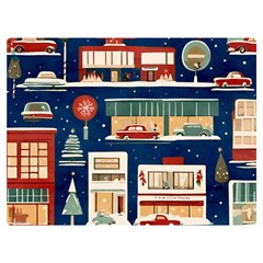 Cars Snow City Landscape Vintage Old Time Retro Pattern Two Sides Premium Plush Fleece Blanket (baby Size)