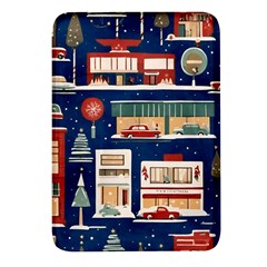 Cars Snow City Landscape Vintage Old Time Retro Pattern Rectangular Glass Fridge Magnet (4 Pack)