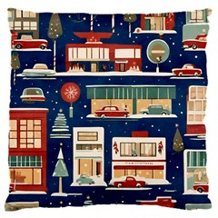 Cars Snow City Landscape Vintage Old Time Retro Pattern 16  Baby Flannel Cushion Case (two Sides) by Maspions