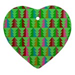 Trees Pattern Retro Pink Red Yellow Holidays Advent Christmas Heart Ornament (Two Sides) Front