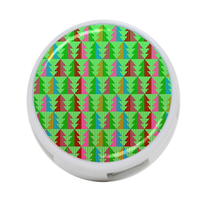 Trees Pattern Retro Pink Red Yellow Holidays Advent Christmas 4-Port USB Hub (One Side)