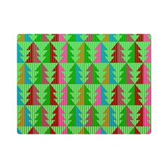 Trees Pattern Retro Pink Red Yellow Holidays Advent Christmas Premium Plush Fleece Blanket (Mini)