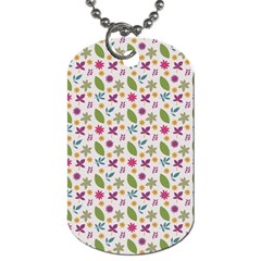 Pattern Flowers Leaves Green Purple Pink Dog Tag (one Side)