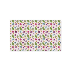 Pattern Flowers Leaves Green Purple Pink Sticker Rectangular (100 Pack)