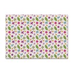 Pattern Flowers Leaves Green Purple Pink Sticker A4 (10 pack) Front