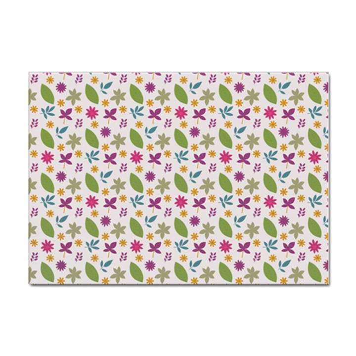 Pattern Flowers Leaves Green Purple Pink Sticker A4 (10 pack)