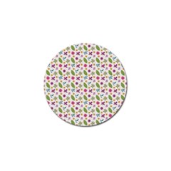 Pattern Flowers Leaves Green Purple Pink Golf Ball Marker by Maspions