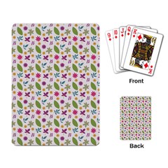 Pattern Flowers Leaves Green Purple Pink Playing Cards Single Design (rectangle)