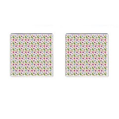 Pattern Flowers Leaves Green Purple Pink Cufflinks (square) by Maspions