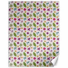 Pattern Flowers Leaves Green Purple Pink Canvas 12  X 16 