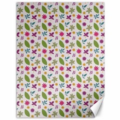 Pattern Flowers Leaves Green Purple Pink Canvas 36  X 48 