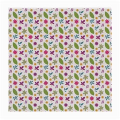 Pattern Flowers Leaves Green Purple Pink Medium Glasses Cloth (2 Sides) by Maspions