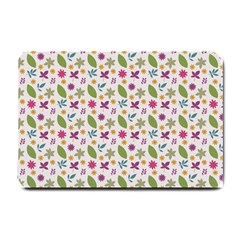 Pattern Flowers Leaves Green Purple Pink Small Doormat