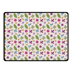 Pattern Flowers Leaves Green Purple Pink Fleece Blanket (small)