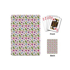 Pattern Flowers Leaves Green Purple Pink Playing Cards Single Design (mini)