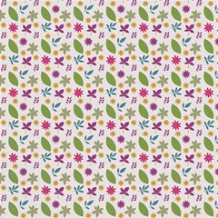 Pattern Flowers Leaves Green Purple Pink Play Mat (square) by Maspions